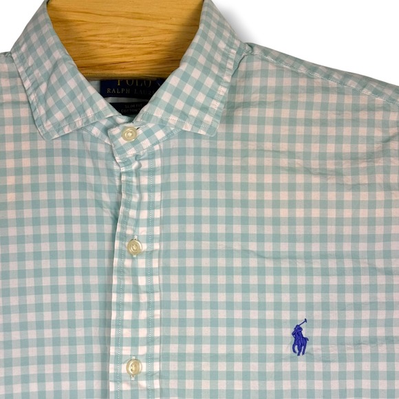 Polo Ralph Lauren Other - Polo Ralph Lauren Button Down Mens Large Green Gingham Check Cotton Stretch Pony